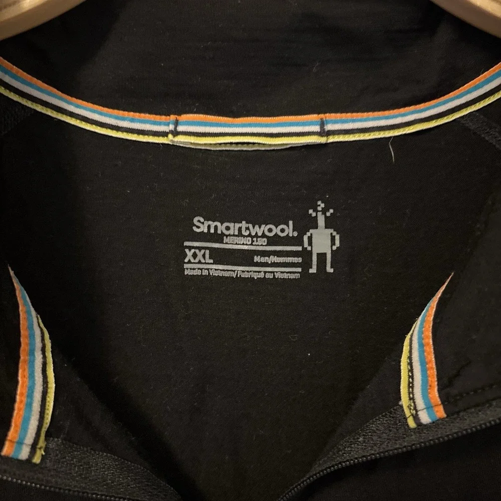 Smartwool Men's 100% Merino Wool Sport 150 1/4 Zip XXL Base Layer Black -‎ Desc
